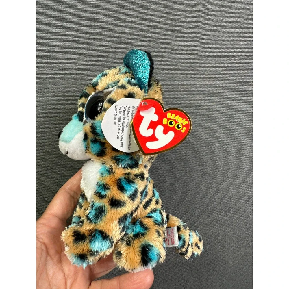 Ty Beanie Boos Leona Leopard Blue Spotted Plush Glitter Eyes 6 Inch Collectible‎